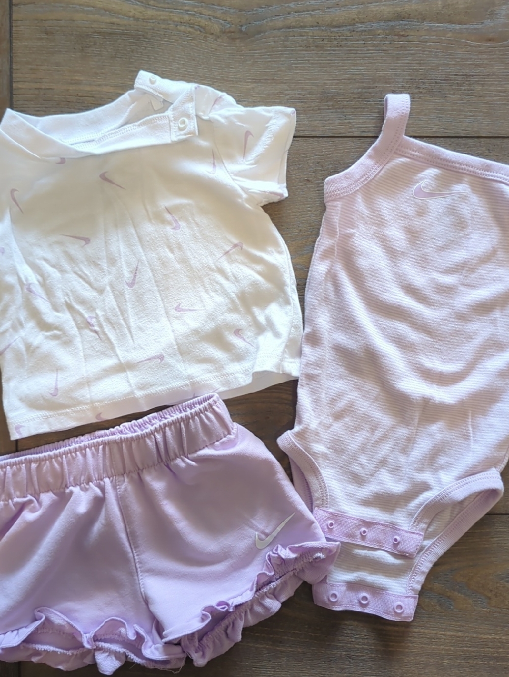 Nike Baby Girls 3-Piece Lavender & White Shorts Set